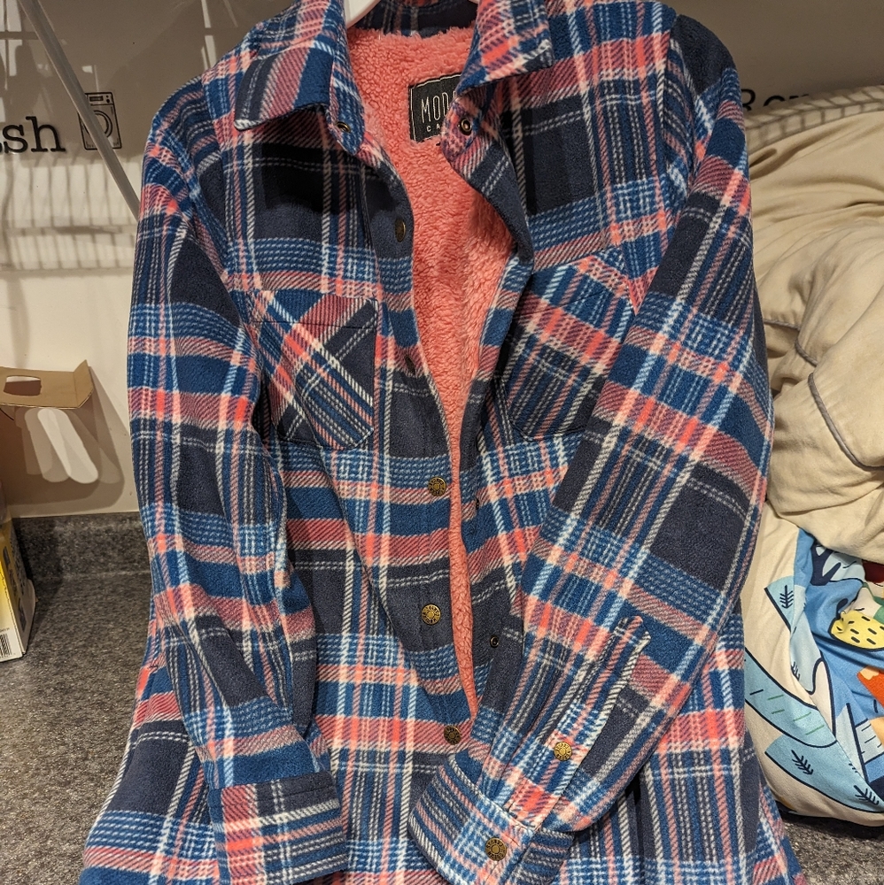 Modern Canvas Plaid Shirt Jacket Size Medium